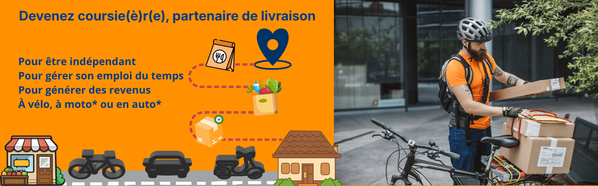 Générez des revenus avec HOP Courses en devenant coursier partenaire professionnel