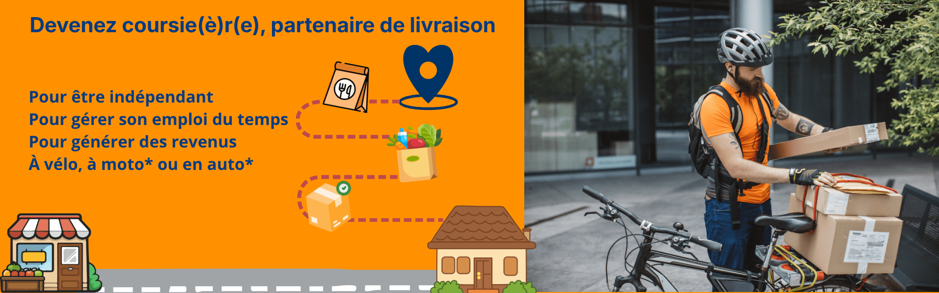 Générez des revenus avec HOP Courses en devenant coursier partenaire professionnel Générez des revenus avec HOP Courses en devenant coursier partenaire professionnel